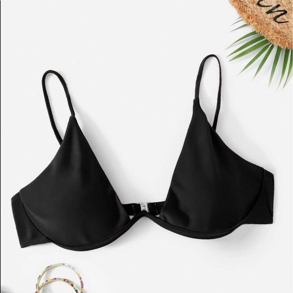 Black Underwire Black Bikini Top